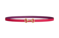HERMES Heritage Gold Smooth Buckle Double-Sided Calfskin Leather Belts Women's Pink Width: 1.3cm