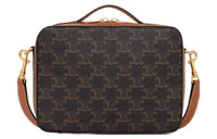 CELINE Cow Leather Handbag Shoulder Bag Crossbody Bag Women's Tawny