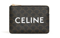 CELINE Triomphe Coated Canvas Handheld Card Holder Coin Purse Regular Women's Black/Tawny