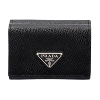 PRADA Saffiano Leather Wallet Small Size Women's Black