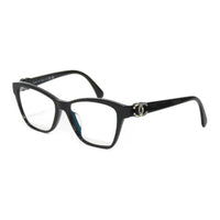 CHANEL Plastic Irregular Shape Eyeglass Frames Women's Black