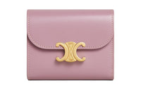 CELINE Triomphe Calfskin Wallet Small Size Women's Petal Pink