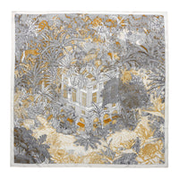 HERMES Silk Silk Scarves Women's Dark Brown/White/Caramel