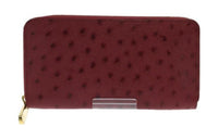 LOUIS VUITTON Ostrich Leather Wallet Regular Women's Red