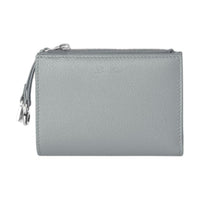 Loro Piana Calfskin Wallet Women's Camphor Gray With Silver Accents