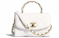 CHANEL COCO Handle Lambskin One Shoulder Handbags Mini Women's White