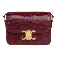 CELINE Triomphe Nile Crocodile Leather Crossbody Bag Shoulder Bag Women's Burgundy