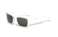 CELINE Acetate Metal Crystal Irregular Shape Sunglasses Women's White