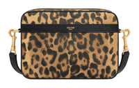 CELINE Artificial Leather Messenger Bag Shoulder Bag Crossbody Bag Small Size Men's Leopard Print