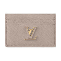 LOUIS VUITTON Solid Color Leather Card Holder Women's Light Brown