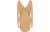 SAINT LAURENT V-Neck Draped Long-Sleeved Dress
