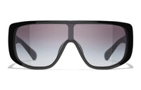 CHANEL Acetate Irregular Shape Sunglasses Women's Black