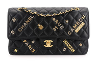 CHANEL Classic Flap CF Lambskin Badge Bag, Shoulder Bag, Crossbody Bag Regular Women's Black
