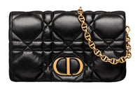 DIOR Caro Cow Leather Handheld Shoulder Bag Crossbody Bag Regular Women's Black