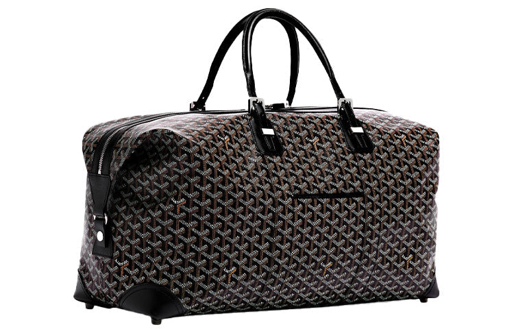 GOYARD Bowling Canvas With Leather Travel Bag Tote Handbag Unisex Black