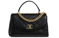 CHANEL COCO Handle Sheepskin Handbag Shoulder Bag Crossbody Bag Women's Black