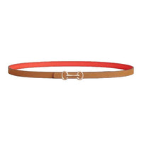 HERMES Rose Gold Plated Metal With Leather Belts Women's Red/Brown Width 1.3CM