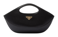 PRADA Leather Crossbody Handbag Medium Size Women's Black