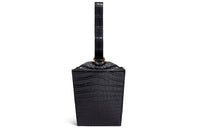 CELINE Crocodile Leather Strap Box Handbag Handbag Women's Black