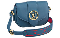 LOUIS VUITTON Pont Calfskin Shoulder Bag Crossbody Bag Small Size Women's Blue