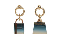 HERMES Earrings Women's Blue Gradient/Gold