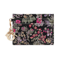 DIOR Lady Dior Calfskin Card Holder Women's Black & Multicolor
