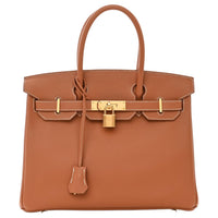 HERMES Birkin Jonathan Leather Birkin Bag Handbags Women's 37 Gold Gold Brown