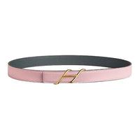 HERMES Calfskin Metal Gold-Plated Leather Belts Women's Pink Width 2.4CM