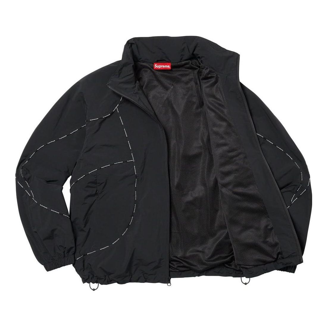 Supreme Logo Piping Hooded Track Jacket 'Black White' SUP-FW23-065