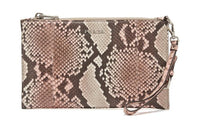 PRADA Cow Leather Clutch Women's Beige & Brown
