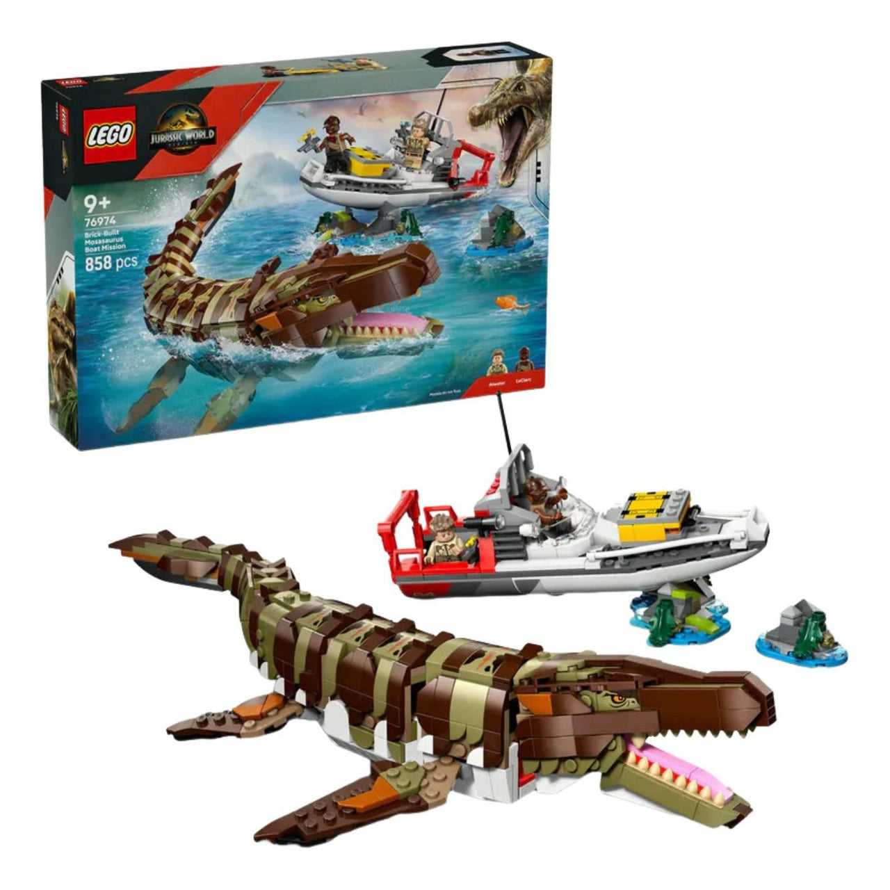 LEGO Brick-Built Mosasaurus Boat Mission 76974