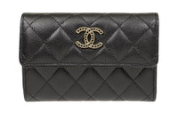 CHANEL Cow Leather Wallet Regular Women's Black