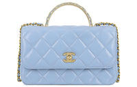 CHANEL Lambskin Handbag, Shoulder Bag, Crossbody Bag Women's Blue
