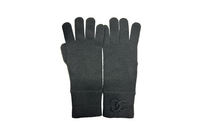 CHANEL Knit Gloves Women's Black
