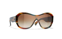 CHANEL Acetate Irregular Shape Sunglasses Women's Brown