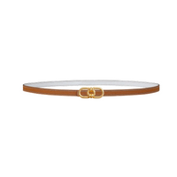 HERMES Logo Design Smooth Buckle Leather Leather Belts Unisex Gold Width 1.3CM