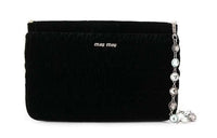 MIU MIU Velvet Shoulder Bag Crossbody Bag Women's Black