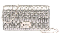 MIU MIU Lambskin Crossbody Bag Women's Silver