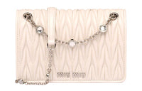 MIU MIU Soft Sheepskin Leather Handbag Shoulder Bags Mini Women's White
