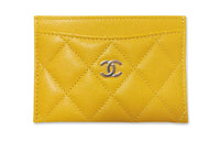 CHANEL Cow Leather Coin Purses Card Holders Regular Women's Yellow Cream