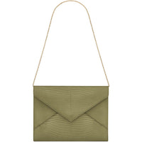 SAINT LAURENT Lizard Skin Shoulder Bag Women's Olive Green