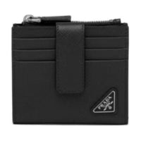 PRADA Leather Card Holder Regular Men's Black
