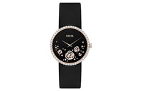 DIOR Wrist Watch Quartz Movement Grosgrain Ribbon Strap Black Dial Women's