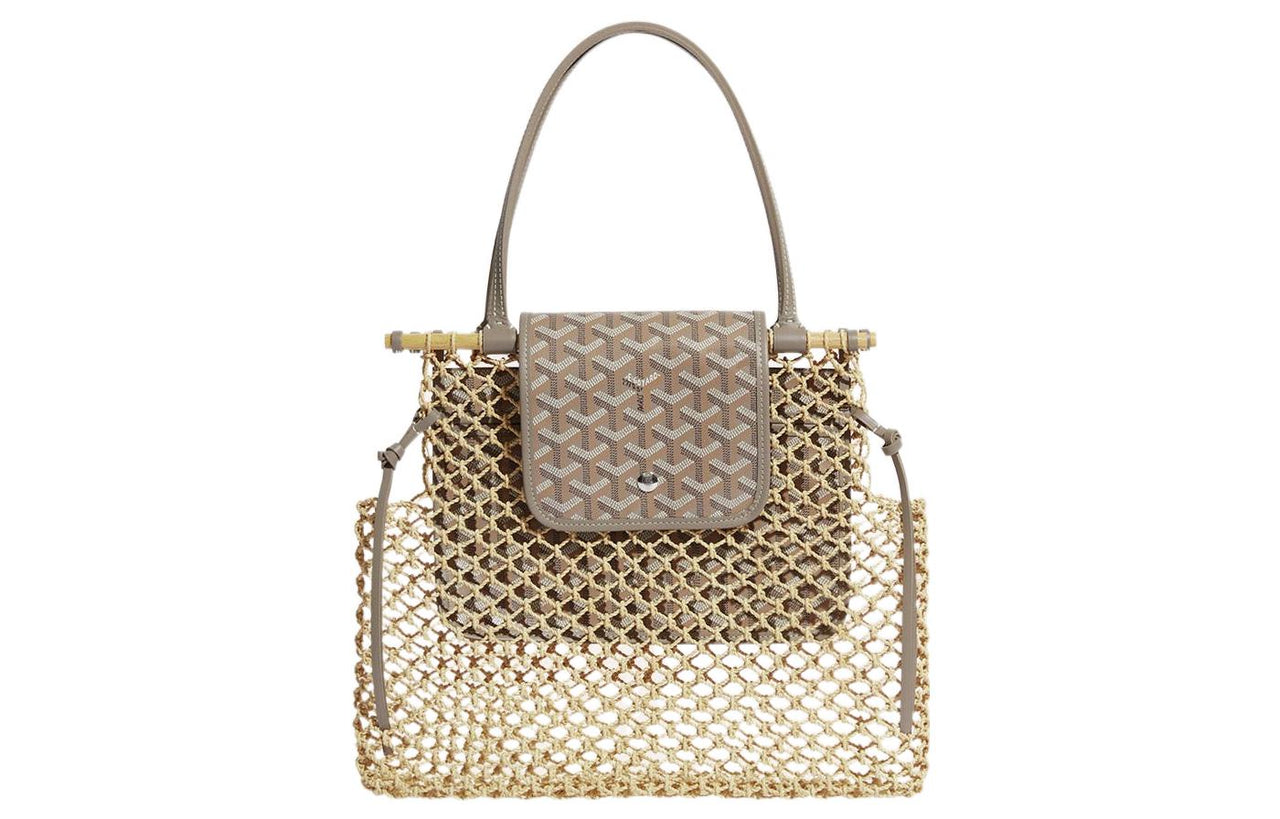GOYARD Aligre Raffia With Canvas Shopping Bag Shoulder Bags Handbags Regular Women's Gray/Beige