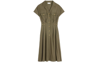 CELINE Short-Sleeved Dresses Women's Brown Green