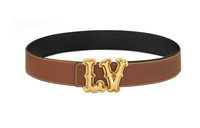 LOUIS VUITTON Cow Leather Leather Belts Men's Brown Width: 4CM