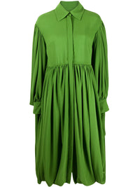 Valentino Garavani Gathered Hem Pleated Shirt Dress