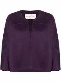 Valentino Garavani V-Neck Cropped-Sleeve Knitted Top