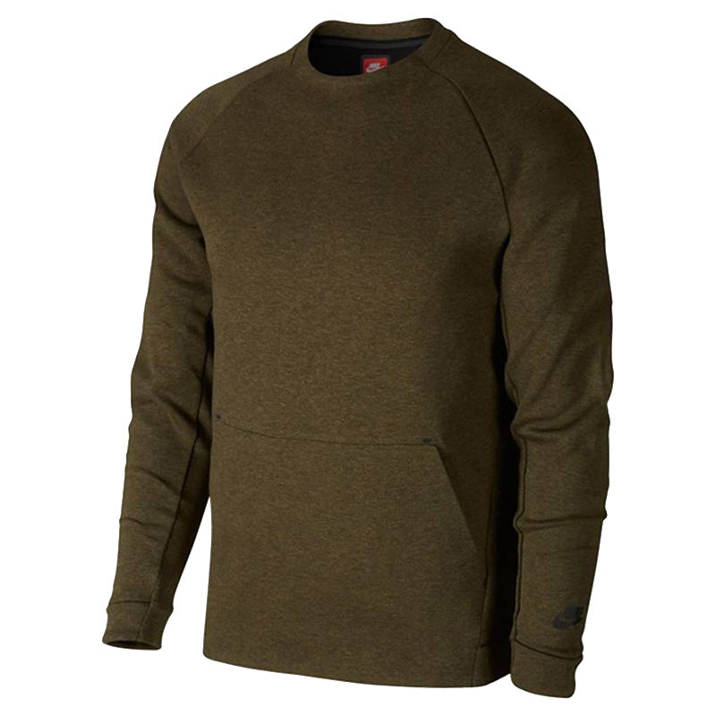 Nike Apparel Sweaters Men Sportswear Tech Fleece Crew 'Medium Olive Heather Black' 805140-222