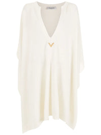 Valentino Garavani Logo-Plaque Knitted Poncho
